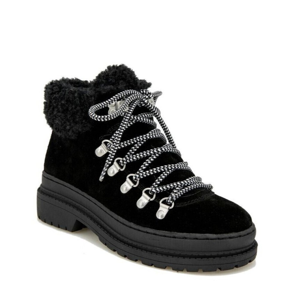 Splendid Women Black Suede Yvette‎ Lace Up Ankle Boots 6